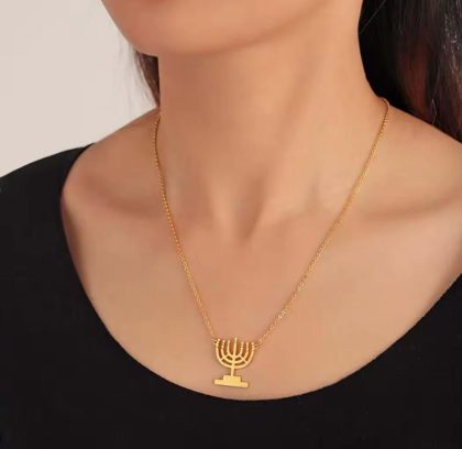 Hanukkah lamps Menorah Necklace