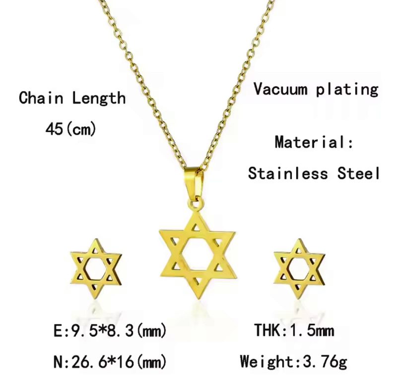 Star of David necklace and earrings set - Image 2