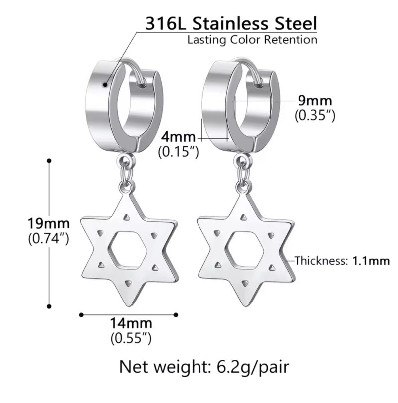 Star of David  earrings - Image 3