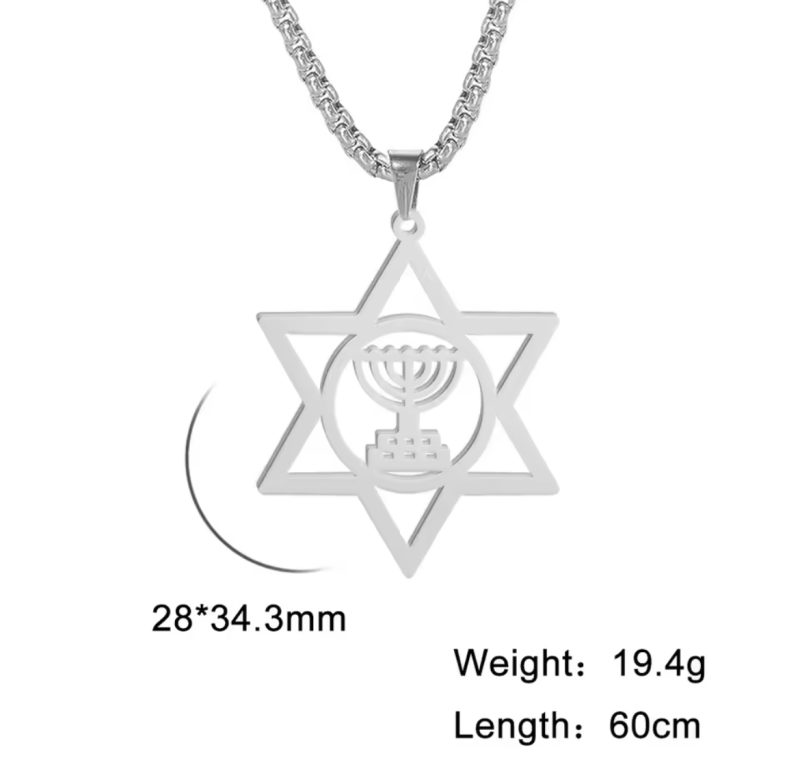 Menorah Star of David Necklace - Image 6