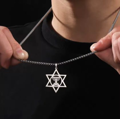 Menorah Star of David Necklace